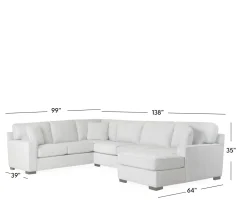 Bedford 3-Piece Sectional - LHF Sofa Sectional, Armless Apt Sofa, & RHF Chaise