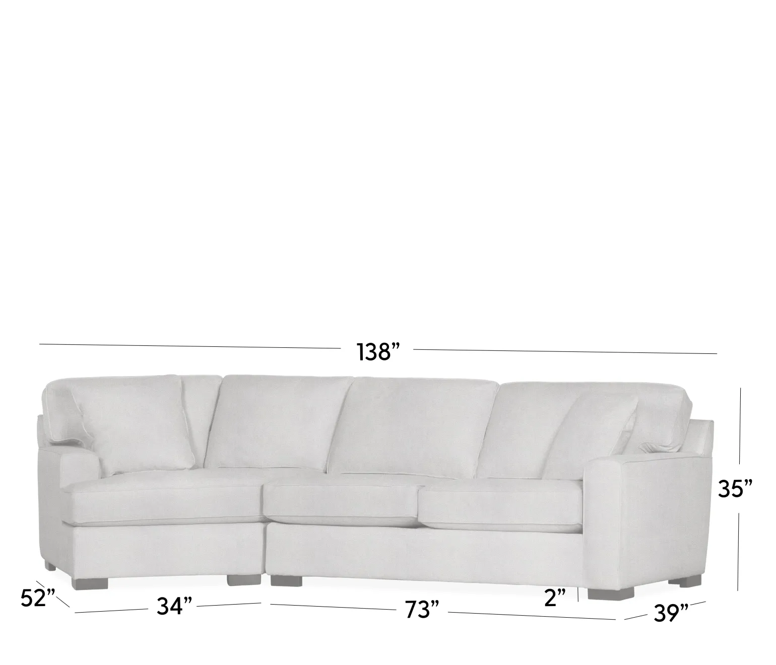 Bedford 2-Piece Sectional - RHF Apt. Sofa, LHF Cuddler