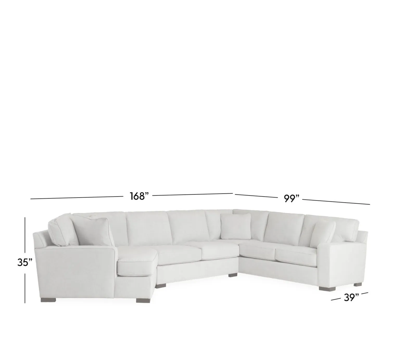 Bedford 3-Piece Sectional - RHF Sofa Sectional, Armless Apt Sofa, & LHF Cuddler