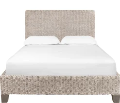 Catalina King Woven Platform Bed - White Wash
