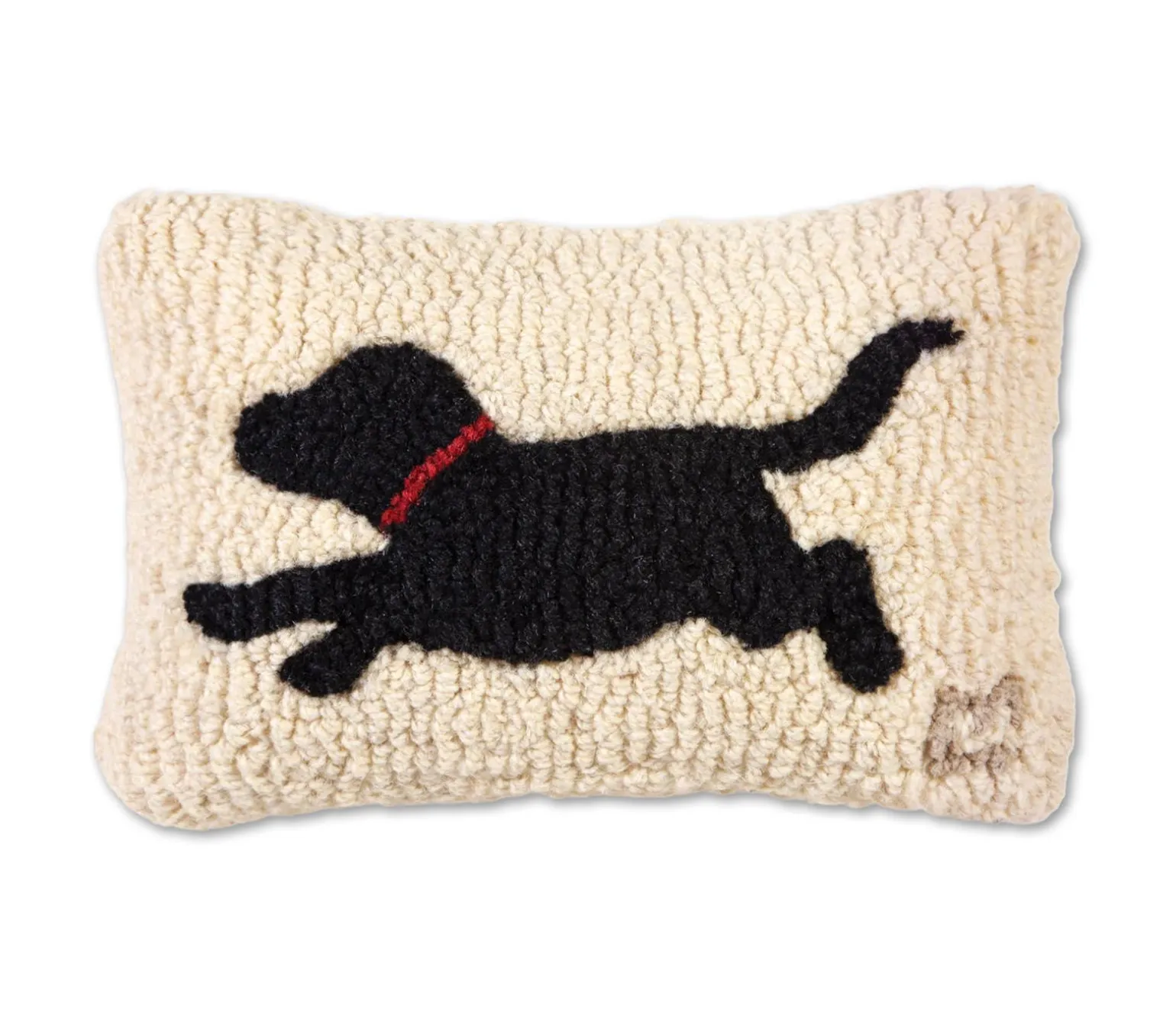 Mini Black Dog Hooked Pillow