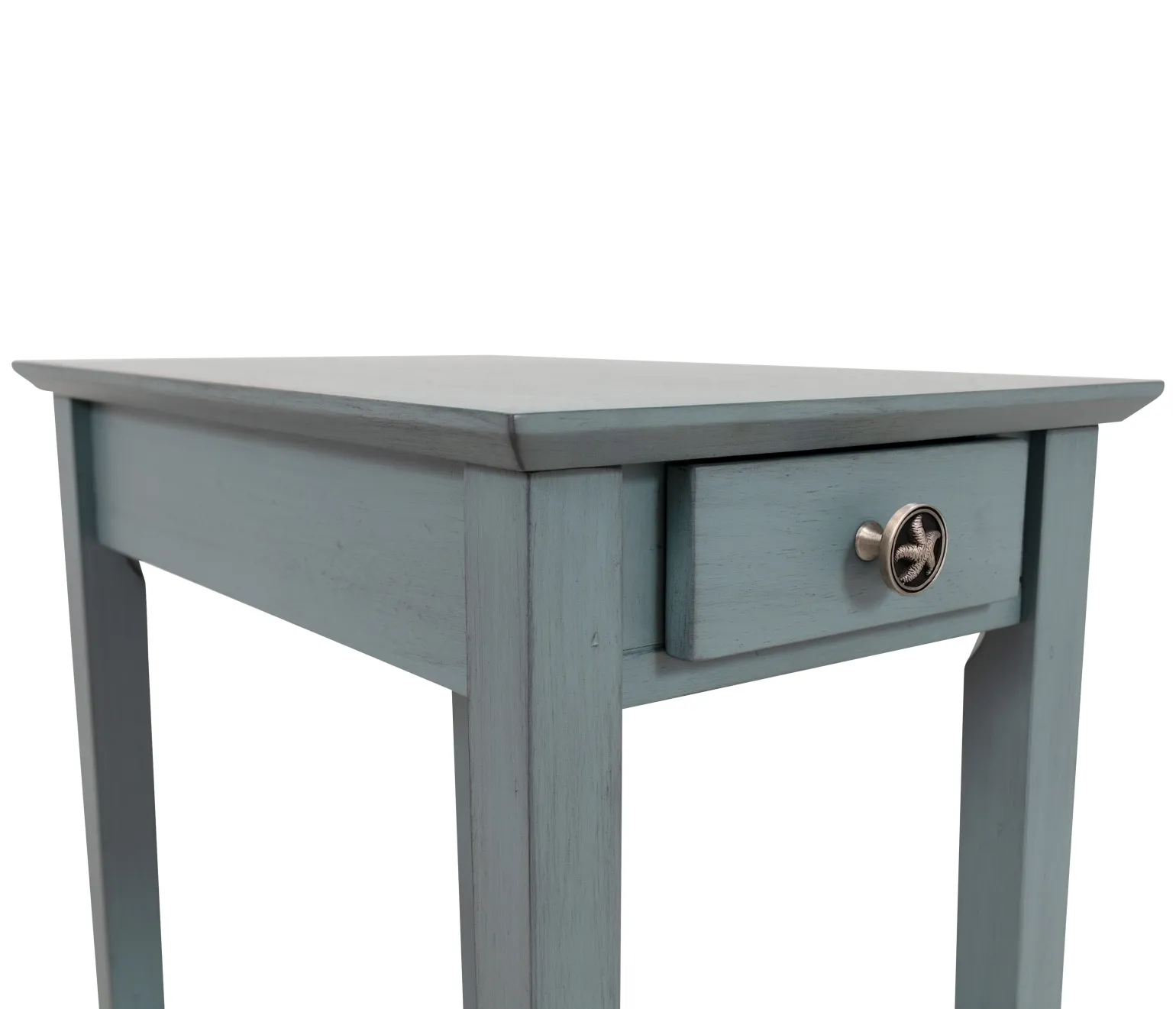 Outer Banks End Table w/ Starfish Knob - Ocean Blue