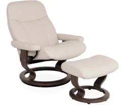 Stressless® Consul Large Classic Chair & Ottoman - Batick Cream
