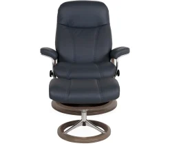 Stressless® Consul Medium Classic Chair & Ottoman - Batick Atlantic Blue