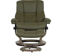 Stressless® Mayfair Large Classic Recliner & Ottoman - Paloma Dark Olive