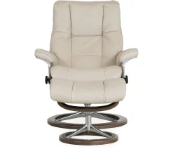 Stressless® Mayfair Medium Signature Recliner & Ottoman - Paloma Fog