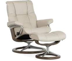Stressless® Mayfair Medium Signature Recliner & Ottoman - Paloma Fog