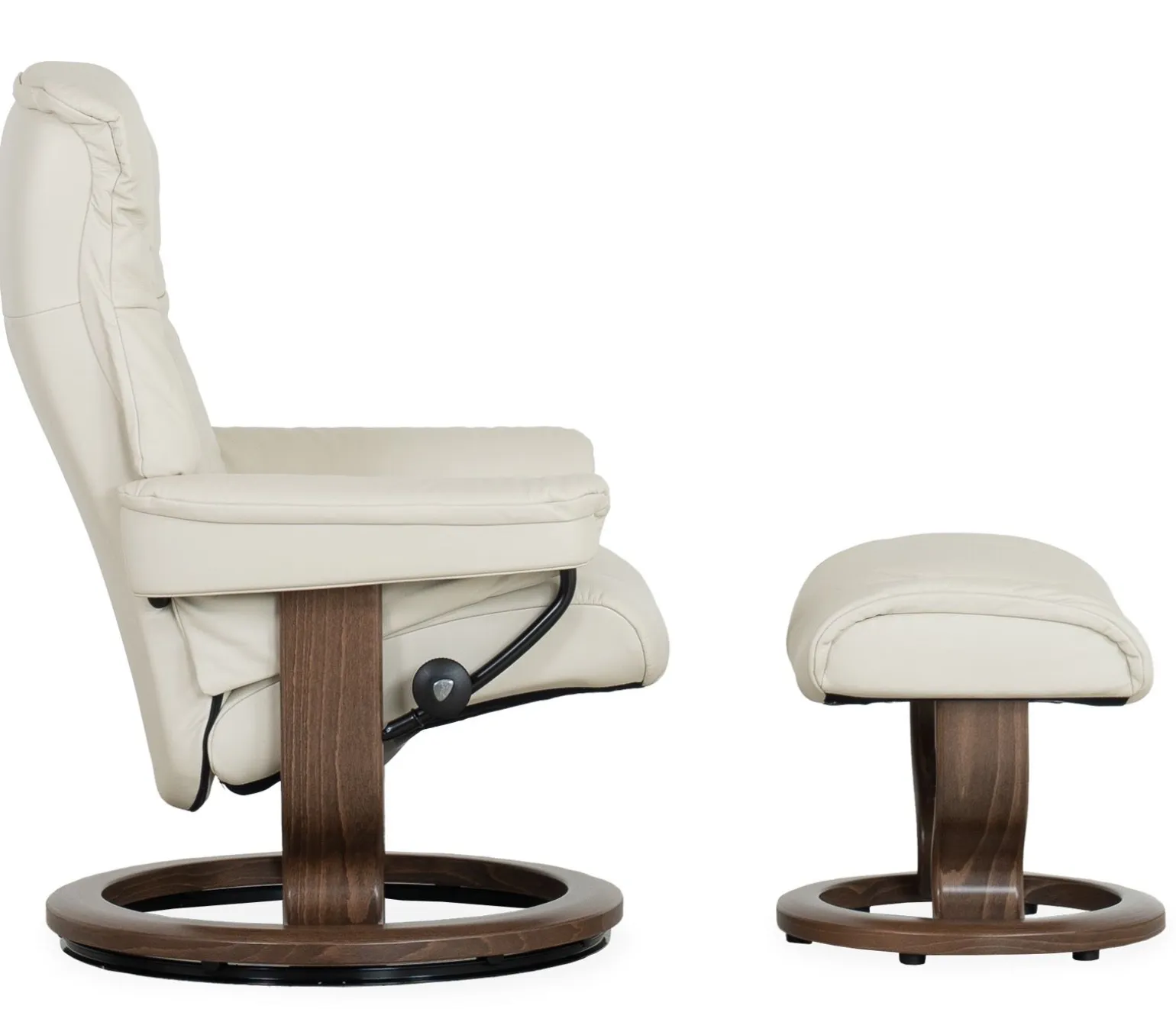Stressless® Mayfair Small Classic Recliner & Ottoman - Paloma Light Grey