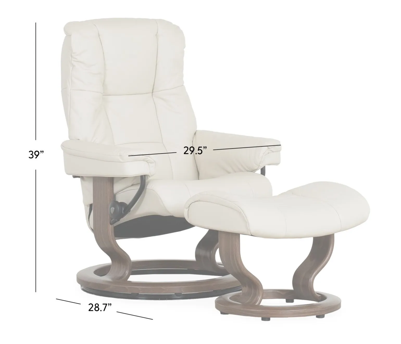 Stressless® Mayfair Small Classic Recliner & Ottoman - Paloma Light Grey