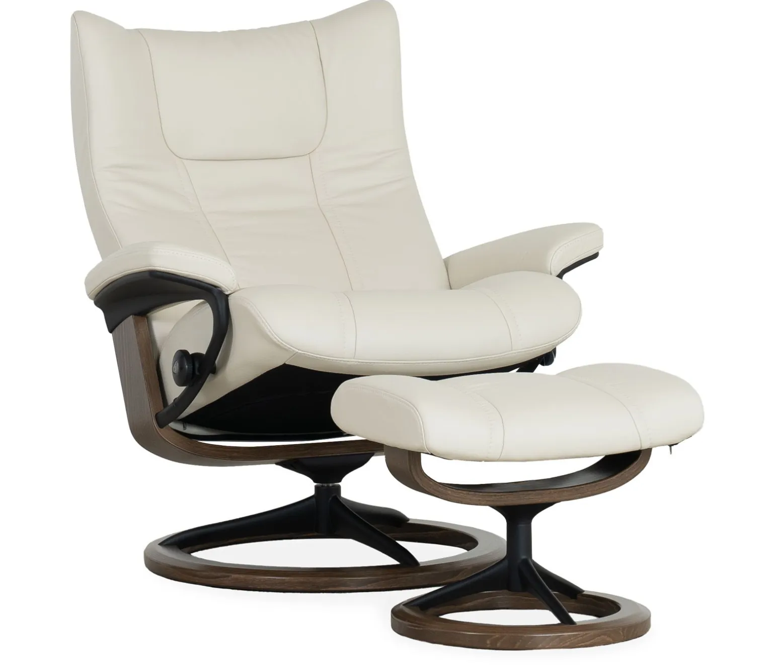 Stressless® Wing Large Signature Recliner & Ottoman - Paloma Light Grey