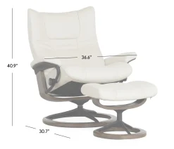 Stressless® Wing Large Signature Recliner & Ottoman - Paloma Light Grey