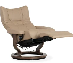 Stressless® Wing Medium Classic Power Recliner & Ottoman - Paloma Sand