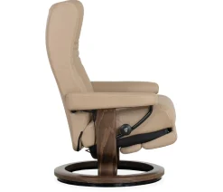 Stressless® Wing Medium Classic Power Recliner & Ottoman - Paloma Sand