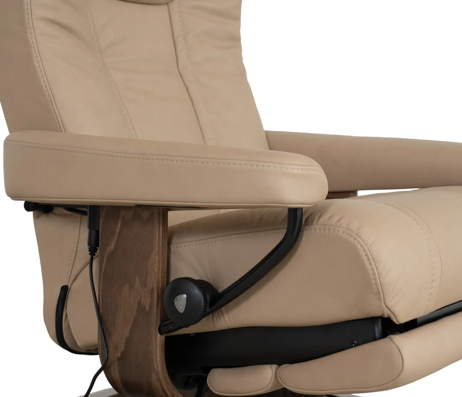 Stressless® Wing Medium Classic Power Recliner & Ottoman - Paloma Sand