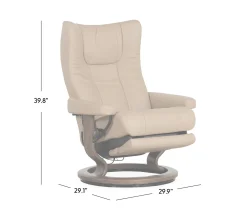 Stressless® Wing Medium Classic Power Recliner & Ottoman - Paloma Sand