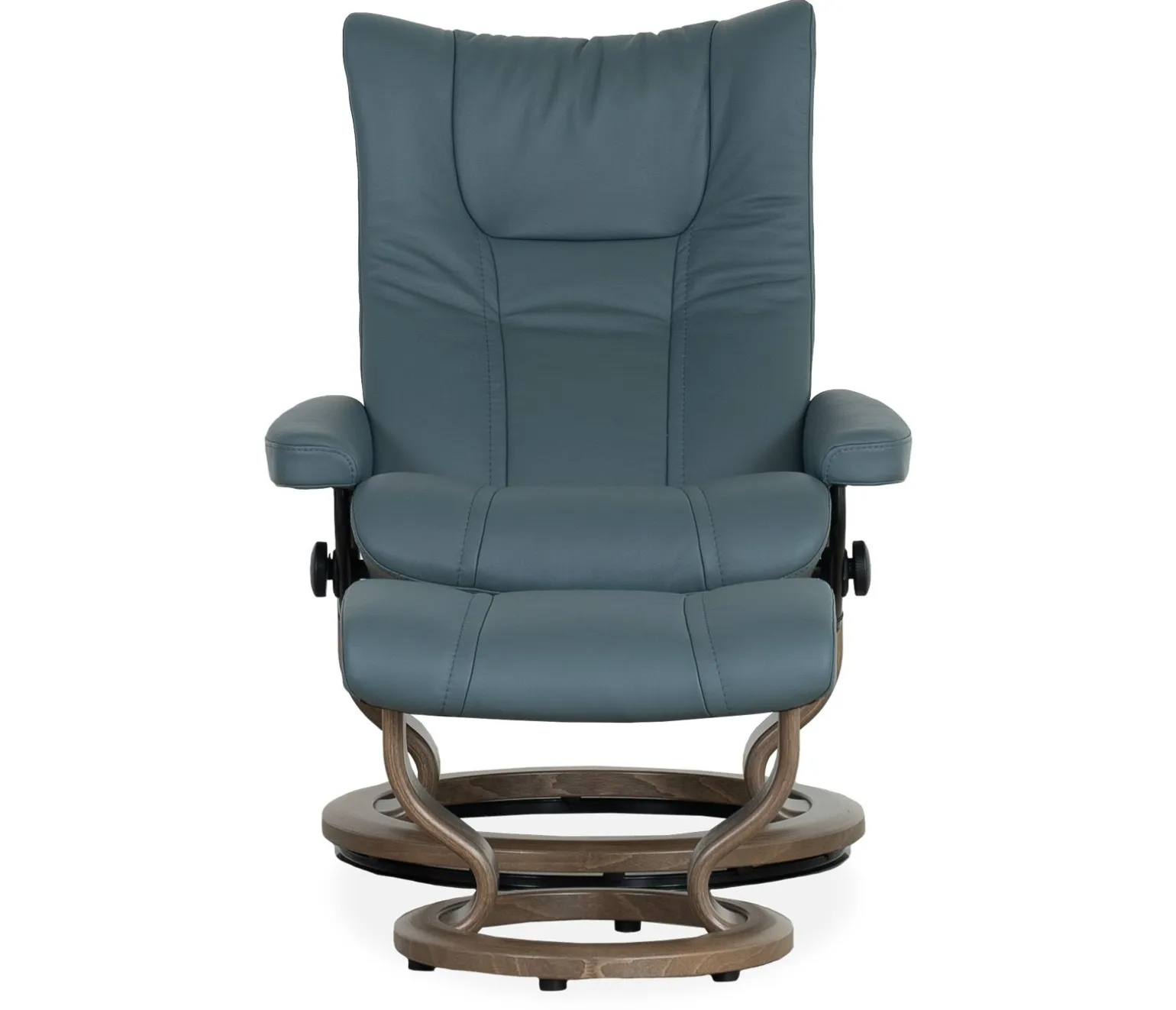 Stressless® Wing Medium Classic Recliner & Ottoman - Paloma Teal Blue
