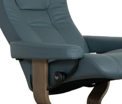 Stressless® Wing Medium Classic Recliner & Ottoman - Paloma Teal Blue