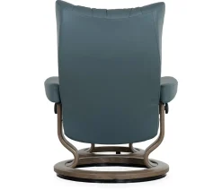 Stressless® Wing Medium Classic Recliner & Ottoman - Paloma Teal Blue