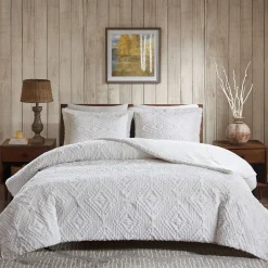 Teton 3-Piece Embroidered Plush Coverlet Set - Full/Queen