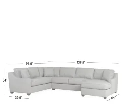 Twilight 3-Piece Sectional LHF Sofa w/ Armless Apt. Sofa, RHF Chaise