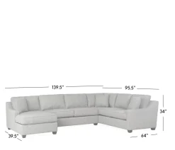 Twilight 3-Piece Sectional RHF Sofa w/ Armless Apt. Sofa, LHF Chaise